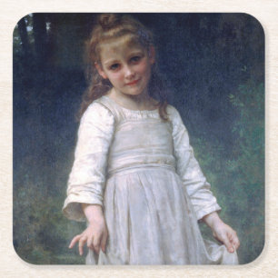The Curtsey, Bouguereau Square Paper Coaster