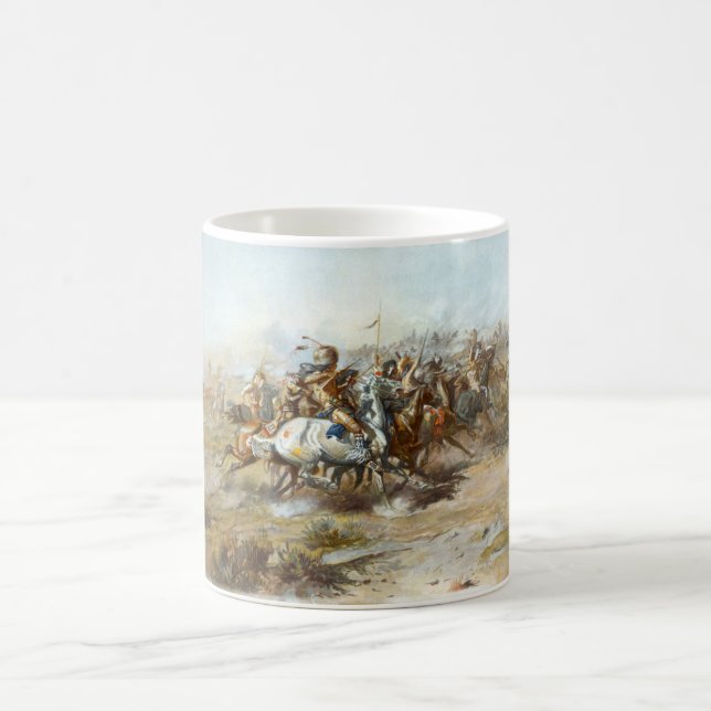 The Custer Fight Battle Charles Marion Russell  Coffee Mug (Center)