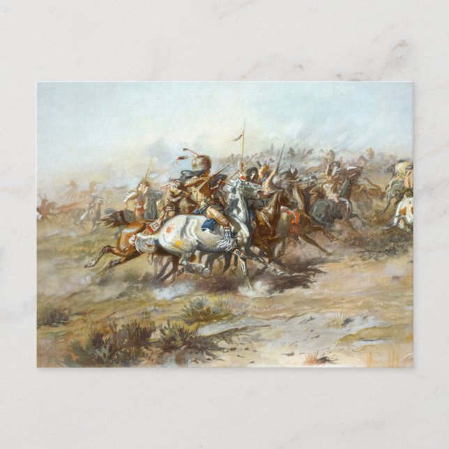 The Custer Fight Battle Charles Marion Russell  Postcard (Front)