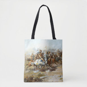 The Custer Fight Battle of Little Bighorn Russell Tote Bag