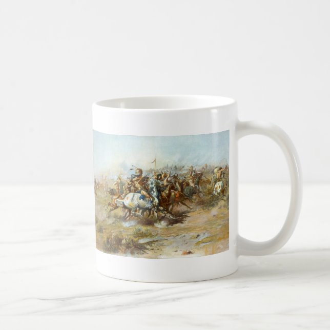 The Custer Fight by Charles Marion Russell Coffee Mug (Right)