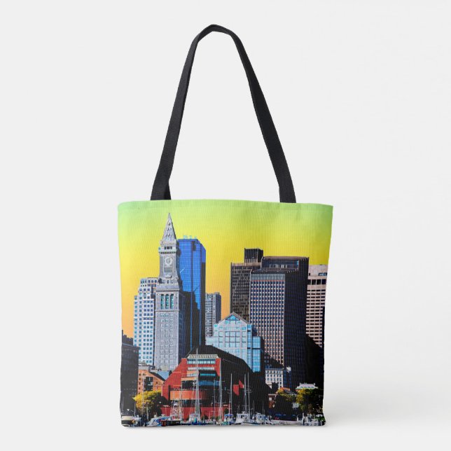 The Custom House Boston USA Poster Card Magnet Tote Bag (Back)