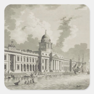 The Custom House, Dublin, 1792 (engraving) Square Sticker