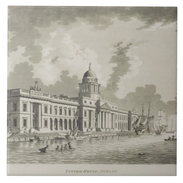 The Custom House, Dublin, 1792 (engraving) Tile (Front)
