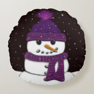 The Cute Armless Snowman Round Cushion