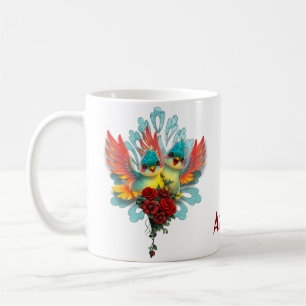 The cute birds of good humour. coffee mug