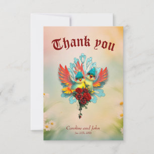 The cute birds of good humour. thank you card