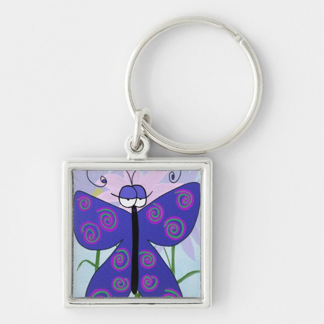 The Cute Butterfly With An Attitude Painting Key Ring (Front)