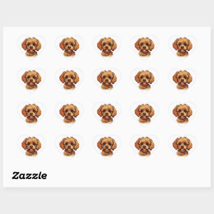 The cute Cavapoo Dog for stickres! Heart Sticker