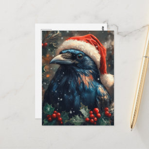 The Cute Christmas Raven Postcard