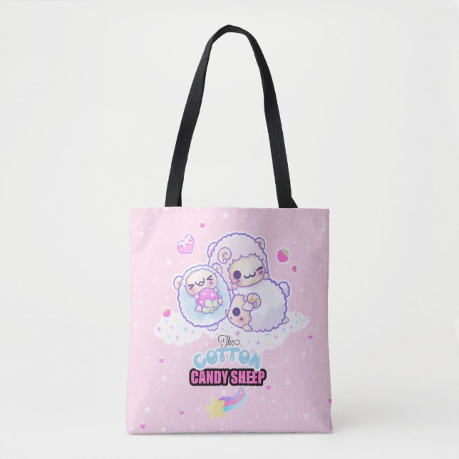 The cute cotton candy sheep tote bag (Front)