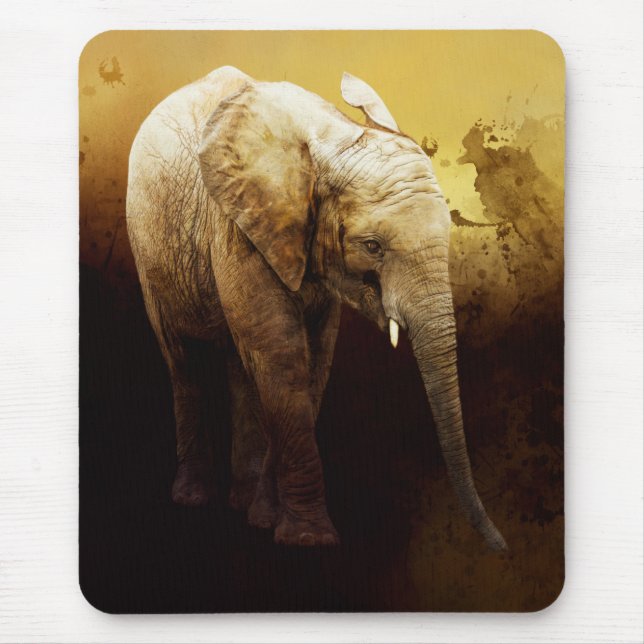 The cute elephant calf mouse mat (Front)