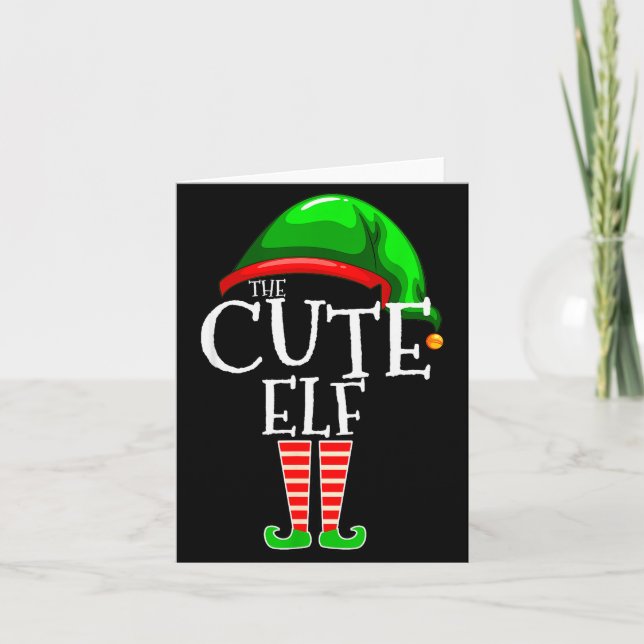 The Cute Elf Group Matching Family Christmas  Card (Front)
