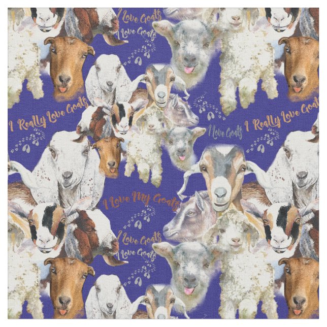 The Cute Faces of Goats Fabric (Close Up)