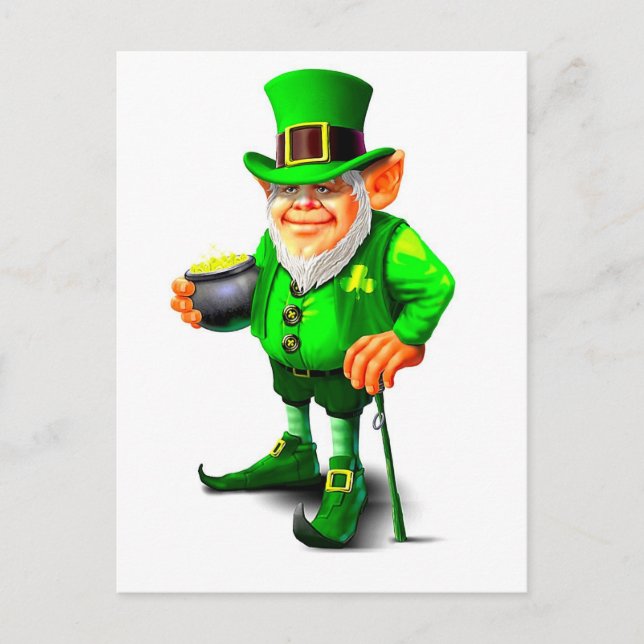 THE CUTE LEPRECHAUN  HOLIDAY POSTCARD (Front)
