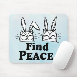 The Cute Owl-Bunny Pair Mouse Mat