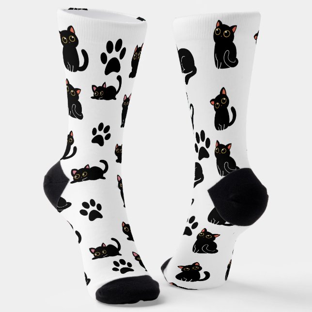 The Cutest Black Cat Socks Gift for Cat Lovers (Angled)