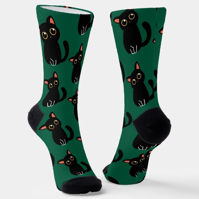 The Cutest Black Cat Socks Gift For Cat Lovers (Angled)