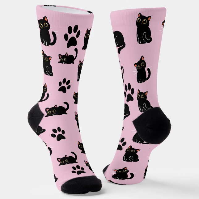 The Cutest Black Cat Socks Gift for Cat Lovers (Angled)