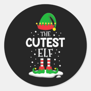 The Cutest Elf Christmas Family Matching Outfit Xm Classic Round Sticker