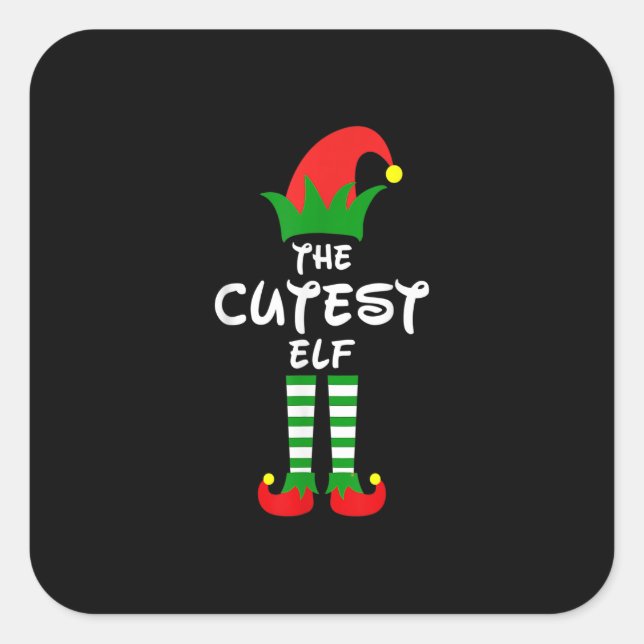 The Cutest Elf Family Matching Group Christmas Fun Square Sticker (Front)