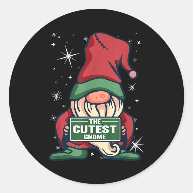 The Cutest Gnome Xmas Elf Matching Family Christma Classic Round Sticker (Front)