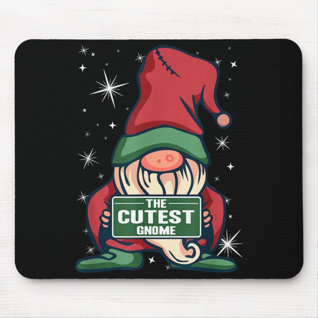 The Cutest Gnome Xmas Elf Matching Family Christma Mouse Mat (Front)