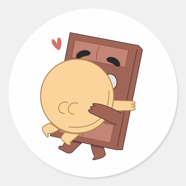 The Cutest Hug Pancake and Choco Valentine Love Classic Round Sticker (Front)