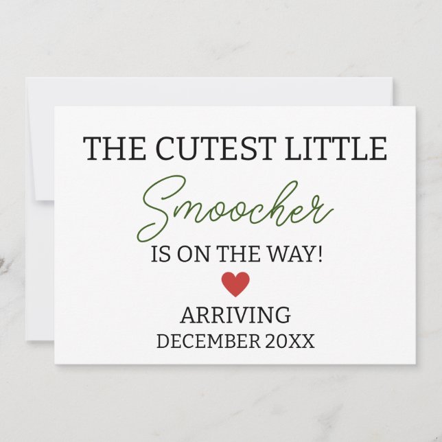 The cutest little smoocher is on the way pregnancy announcement (Front)