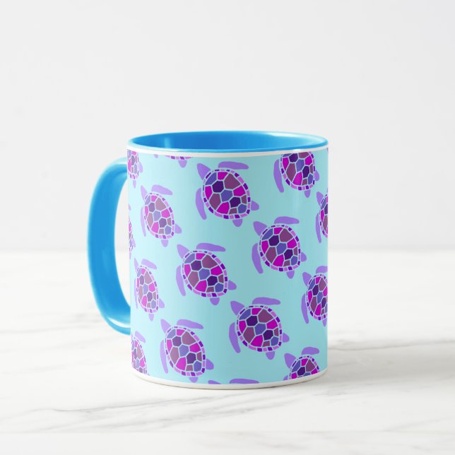 The Cutest Pink and Purple Sea Turtle Pattern Mug (Front Left)