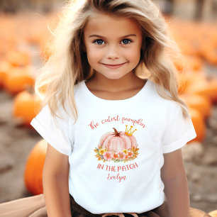 The Cutest Pumpkin in the Patch Fall Name Pink Toddler T-Shirt