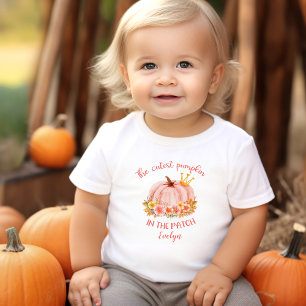The Cutest Pumpkin in the Patch Princess Name Pink Baby T-Shirt