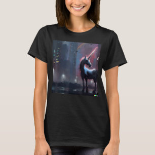 The Cyberpunk Unicorn under a Rainbow in a Future  T-Shirt