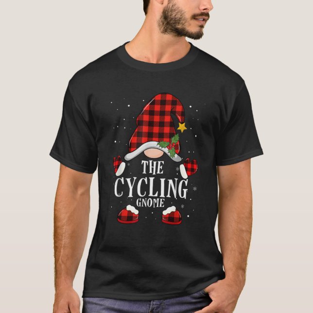 The Cycling Gnome Christmas Buffalo Plaid Pajamas  T-Shirt (Front)