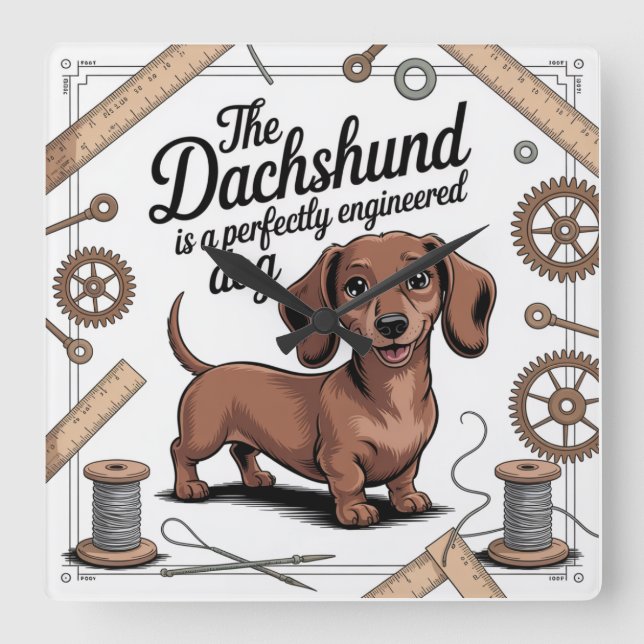 The Dachshund Is A Perfectly Engineered Dog Square Wall Clock (Front)