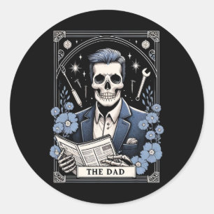 The Dad Tarot Card Skeleton Fathers Day Skull Dadd Classic Round Sticker