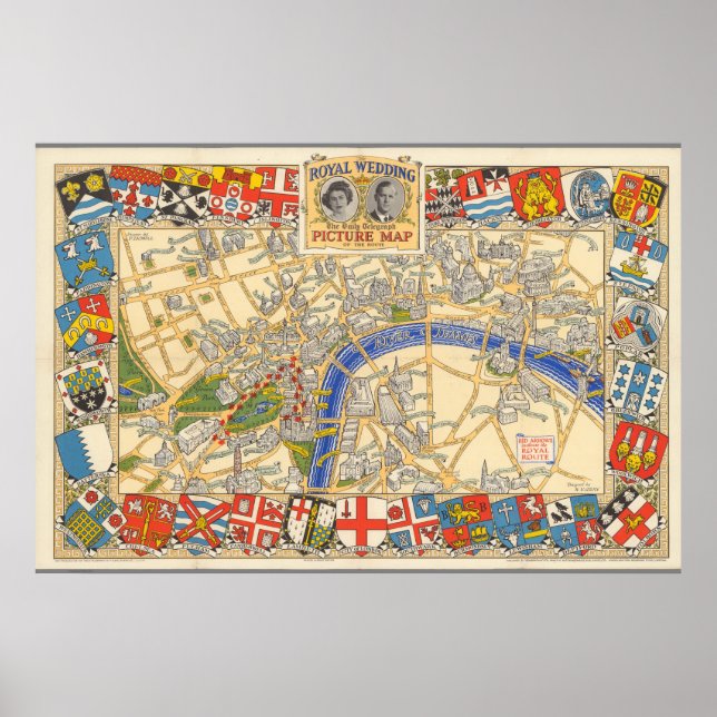 The Daily Telegraph Map of the Royal Wedding Route Poster (Front)