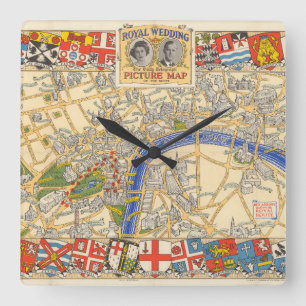 The Daily Telegraph Map of the Royal Wedding Route Square Wall Clock
