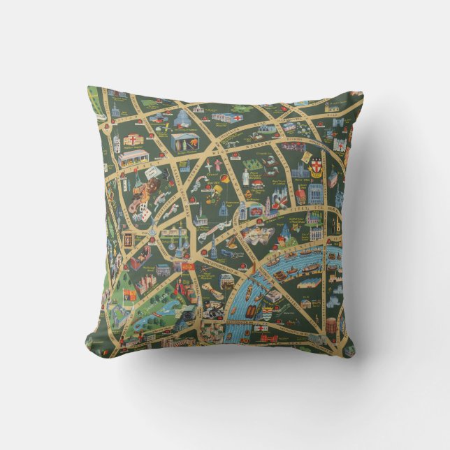 The Daily Telegraph Picture Map of London Cushion (Front)