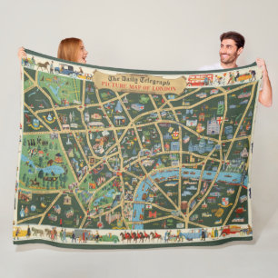 The Daily Telegraph Picture Map of London Fleece Blanket