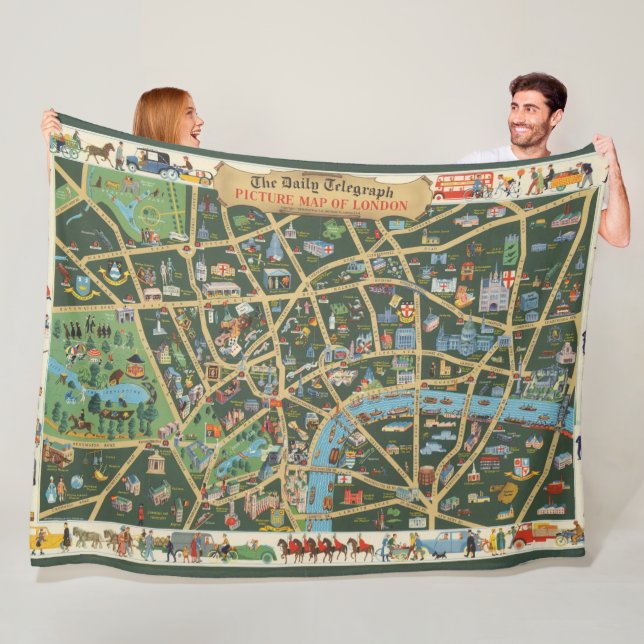 The Daily Telegraph Picture Map of London Fleece Blanket (In Situ)