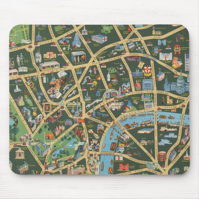 The Daily Telegraph Picture Map of London Mouse Mat (Front)