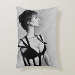 The Dame Beautiful Woman Black Dress Portrait Art Decorative Cushion