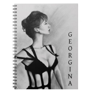 The Dame Sexy Woman Black Dress Portrait Art Notebook