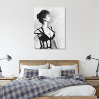The Dame Woman Portrait Black Dress Drawing Art