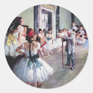 The Dance Class by Edgar Degas, Vintage Ballet Art Classic Round Sticker