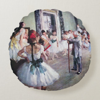 The Dance Class by Edgar Degas, Vintage Ballet Art Round Cushion