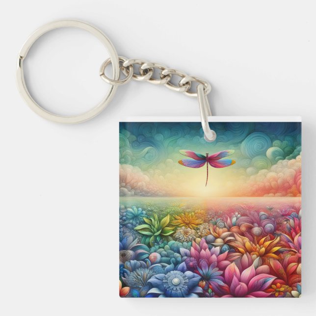 The Dance of Dragonfly Button Key Ring (Front)