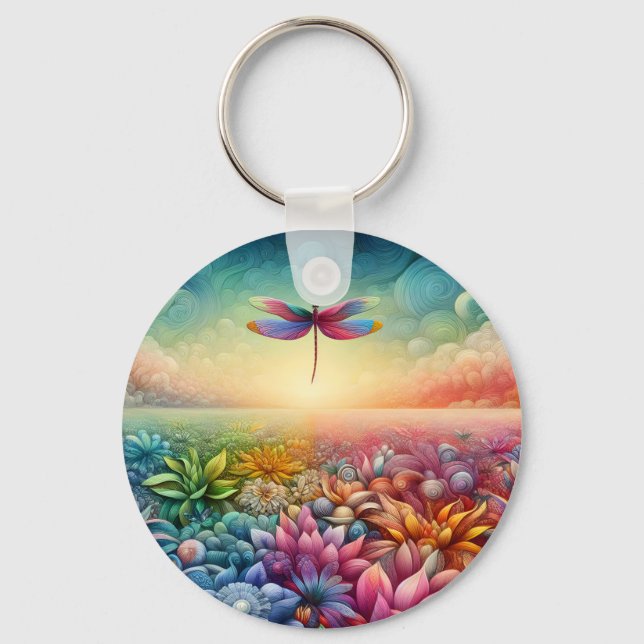 The Dance of Dragonfly Button Key Ring (Front)