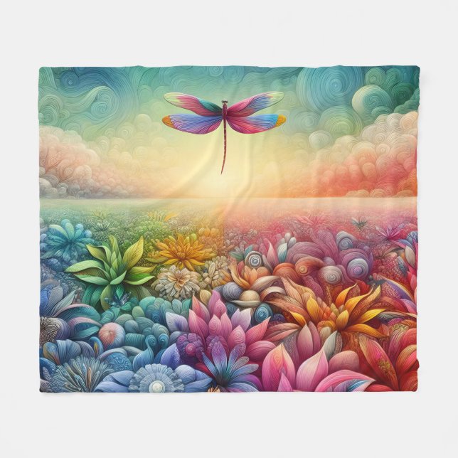 The Dance of Dragonfly Fleece Blanket (Front (Horizontal))